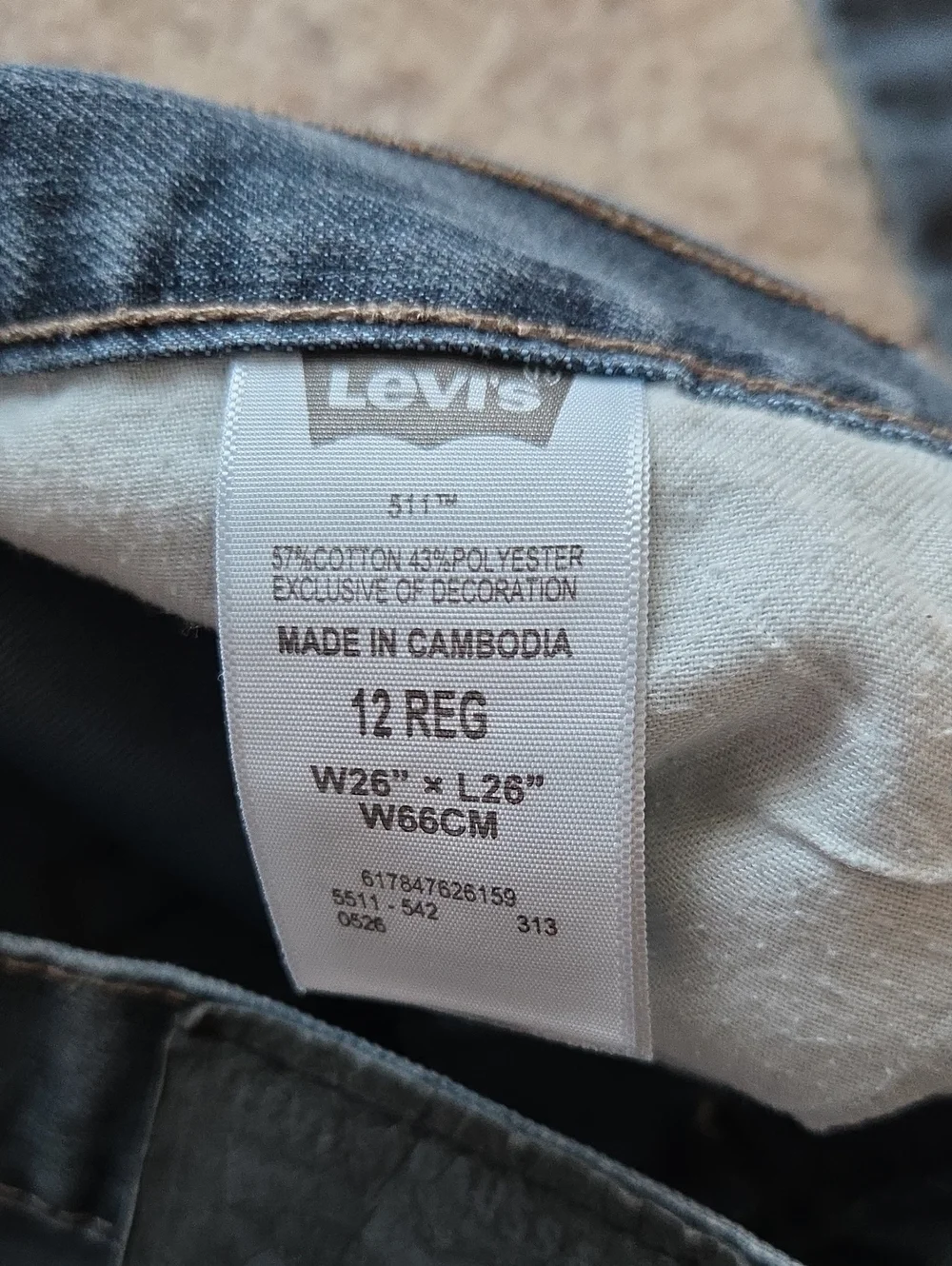 Levi's Dark Wash 511 Slim Denim Jeans Pants Size 12